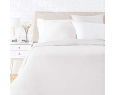 AmazonBasics Parure de lit avec housse de couette en satin, 200 x 200 cm / 80 x 80 cm x 2, Blanc