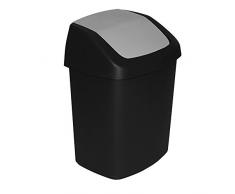 CURVER | Poubelle Swing 10L, Noir/Gris, Inside Refuse, 19,8x24,6x37,3 cm