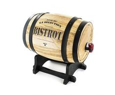 BISTROT KV7166 Fontaine Ã boisson Distributeur avec robinet Cave Tonneau de vin Bois et mÃ©tal Beige et gris ou noir ou rouge
