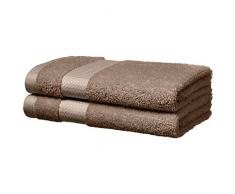 AmazonBasics Everyday Serviettes de toilette - 2 essuie-mains, Taupe