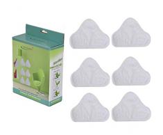 Tech Traders Lot de 5 patins en microfibre triangulaires de rechange lavables pour balai Ã vapeur, blanc