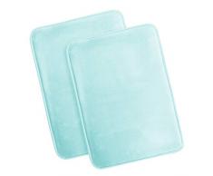 Clara Clark antidÃ©rapant en Mousse Ã mÃ©moire Tub-Shower Tapis de Bain, Noir, Aqua Light Blue, 2 Pack Small
