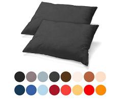 aqua-textil Classic Line Housse de Coussin Lot de 2 Fermeture Ãclair Coton 40 x 80 cm Anthracite