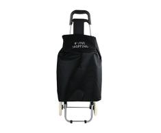 Entre Temps SH1549 Chariot Course 2 Roues, Polyester, Noir/Turquoise/Rose, 35 x 27,3 x 93,5 cm