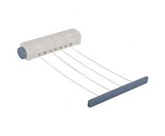 MSV 130037 Etendoir Mural 4 Fils 14m de PP/PS en Blanc, PolypropylÃ¨ne/PolystyrÃ¨ne, 29,3x6x6 cm