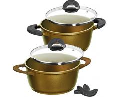 IMPERA 15283 Faitout en Fonte dAluminium 4 pièces, 20/24 cm, Spicy Olive Batterie de Cuisine Aluminium Vert