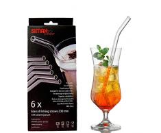 Bohemia Cristal 093 006 170 SIMAX 6 Pailles courbes en verre borosilicate résistant à la chaleur 23 cm