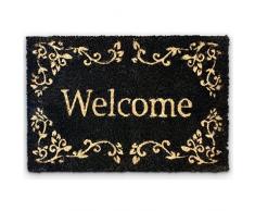 Helloshop26 Paillasson Tapis Porte dEntrée Essuie-Pieds, Fibres Synthétiques, Marron, 40x60x20 cm