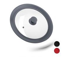 Relaxdays 10027989_111 Couvercle, Verre Rebord dégradé en Silicone, casseroles et poêles 26-30 cm, HxD5x31,5cm,Gris