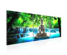 Tableau decoration murale Cascade de Bouddha 90 x 30 cm - XXL Impression sur Toile Salon Appartment 3 Parties - prÃªt Ã accrocher - 503534b