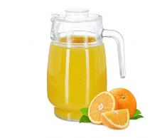 Relaxdays 10023432, transparent Carafe avec couvercle, cruche 1,5 litre, pichet en verre, jus, thé glacé, avec anse