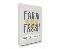 Stupell Industries Farm Fresh Happiness blÃ© Typographie tendue sur Toile DÃ©coration Murale, Multicolore