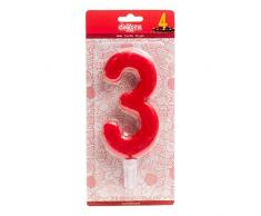 Dekora 345280 Bougie dAnniversaire Géante Numéro 3 de Couleur Lila Cire, 15 cm