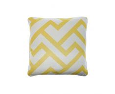ZONS Coussin Géométrique 45 * 45cm avec Bordure du Même Tissu (4 Couleurs) + Rembourrage 480g (Jaune)