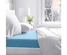 PETTI Artigiani Italiani - Drap-Housse avec Coins, Drap-Housse Percale, Lit 140x200 (140x190/200 + 25 cm), Bleu Clair, 100% Made in Italy