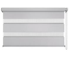 mydeco 65721 Klemmfix Store occultant sans perÃ§age Blanc, Aluminium Tissu Polyester, Gris, 140 x 160 cm