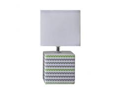 Lampe de chevet Caroline, lampe dÃ©corative cÃ©ramique, 40 W, gris/vert, L11 x H22 cm