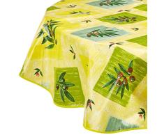 CALITEX Nappe Toile Cirée Olivier, Vert, Ovale 180 x 240 cm