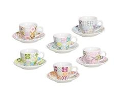 Tognana IR685345566 Set de 6 tasses Ã cafÃ© avec soucoupes 80 cmÂ³, en porcelaine