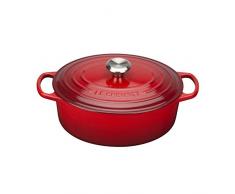 Le Creuset, Cocotte Signature en Fonte ÃmaillÃ©e avec Couvercle, Ã 29 cm, Ovale, Compatible avec Toutes Sources de Chaleur (Induction Incluse), CapacitÃ© : 4.7 L, 4.675 kg, Cerise