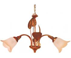 Tosel E2256 Lustre - Eglantine Tôle et Tube Acier, Peinture époxy, Verre centrif, E14, 60 W, Marron/Or