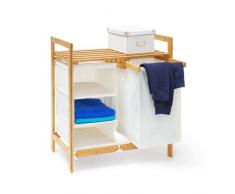 Relaxdays 10019206 Panier Ã linge LINEA coffre pliable en bambou Corbeille lessive salle bain 40L 77 x 69,5 x 36 cm compartiments, nature
