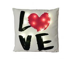 Kanguru 1173 Love Coussin avec LED, Polyester, Blanc, 40 x 40 x 13 cm