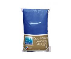 Nuit des Vosges 2101010 Cotoval Drap Housse Uni Coton Bleu Nattier 90 x 190 cm