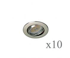 wonderlamp Basic w-e000112Â Pack de spots encastrables ronds avec douille gU10, nickel, 8.5Â x 1.5Â cm, lot de 10