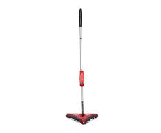 Relaxdays 10012990 Balai triangulaire sans fil sans sac Ã batterie avec 4 brosses, rouge