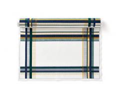 MYDRAP IRA45WP/101-11 My Drap Table 45x32cm-Rouleau de 6 Sets-Motifs White Plaid, Coton recyclÃ©, Beige, 5 cm