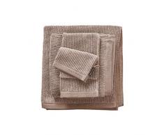 Marc OPolo Timeless Tone Stripe Drap de Douche Bain, Eponge Coton tissÃ© Teint (550 GR/mÂ²), Beige/Clay, 70 cm x 140 cm