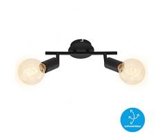 Briloner Leuchten 2868-025 Spot, plafonnier à 2, rétro/Vintage, Lampes tournantes et pivotantes, 2X E27, Max. 60W, métal, Noir, 60 W