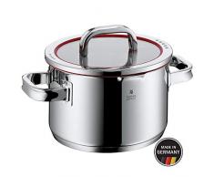 WMF Function 4 Marmite Haute avec Couvercle en Verre, Ã 20 cm, Acier Inoxydable Poli Cromargan, Graduation IntÃ©rieure, 4 Fonctions de Versement, Convient Ã linduction, va au Lave-Vaisselle, 3,4 l, Rouge