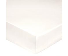 Blanc des Vosges Uni Satin Drap housse Coton Naturel 140 x 190 cm bonnet de 30 cm