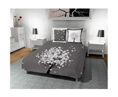 Soleil docre Wood Parure housse de couette, Coton, Gris, 260 x 240 cm