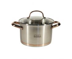 Ghislaine Arabian GA4068 - Faitout en acier inoxydable, base cuivrée et couvercle passoire - 18 cm - Capacité 2.5 L
