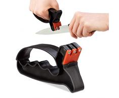 Relaxdays Ponceuse Ã couteaux 2 en 1 manuelle, ciseaux Ã main pour couteaux et ciseaux, universel, ciseaux et ciseaux Noir