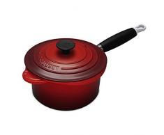 Le Creuset, Casserole en Fonte ÃmaillÃ©e avec PoignÃ©e ThermorÃ©sistante et Couvercle, Ronde, Ã 18 cm, Compatible avec Toutes Sources de Chaleur (Induction Incluse), 2.755 kg, Cerise