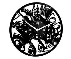Horloge Murale instantanÃ©e Karma en Vinyle avec Disque LP 33 Tours pour Guitare avec Clavier Notes dinstruments de Musique Vintage Fait Main