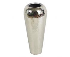 Leaf Design UK Grand Vase en métal plaqué Nickel martelé 12 x 28 cm Argenté 28 cm