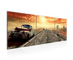 Tableau decoration murale Route 66 120 x 40 cm - XXL Impression sur Toile Salon Appartment 3 Parties - prêt à accrocher - 600333a