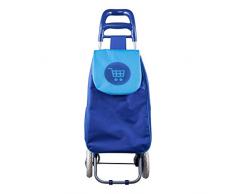 Entre Temps SH1541 Chariot Course de 2 Roues, Polyester, Rouge/Bleu/Jaune/Gris, 34 x 30 x 96 cm