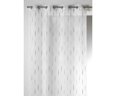 Home Maison 09368-8-AL Voilage Etamine Jacquard Fils Coupes avec Oeillets Ronds Gris/Argent 140 x 260 cm