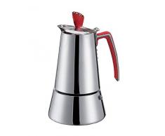 GAT 109104 Futura CafetiÃ¨re italienne Ã induction en acier inoxydable Plusieurs tailles FabriquÃ© en Italie Rouge 4 tasses 120 ml