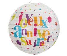 Santex 4817-99 Lanterne Festif ImprimÃ© Joyeux Anniversaire Tissu Multicolore 26 x 22 x 0,6 cm