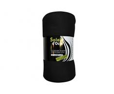 Soleil dOcre Couverture uni 220x240 cm Polaire Noir, Polyester, 240x220 cm