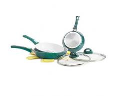 Genius Batterie de Cuisine, Aluminium, Vert émeraude, 28 x 28 x 6.2 cm