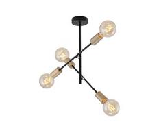 Briloner Leuchten 2856-045 Plafonnier à 4 spots en métal avec culot E27 Noir/doré 41 x 40,2 cm, 60 W, Schwarz-Pale Gold