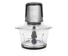 Princess Mini-hâchoir Duo XL 221052, 4 Lames en Acier Inoxydable, Bol en Verre de 1,5L, 300W, Noir/Argenté